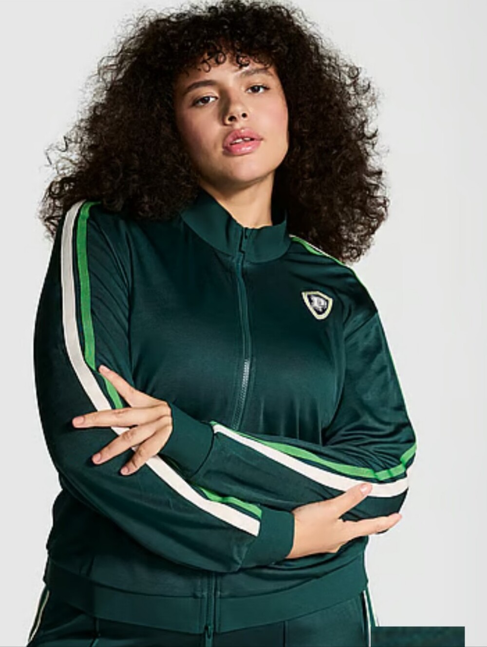 VS PINK Green Track Jacket with White and Green Stripes XL 🆕
